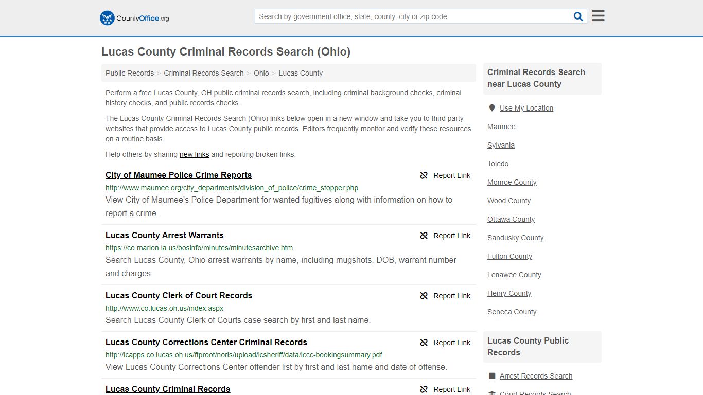 Criminal Records Search - Lucas County, OH (Arrests, Jails ...